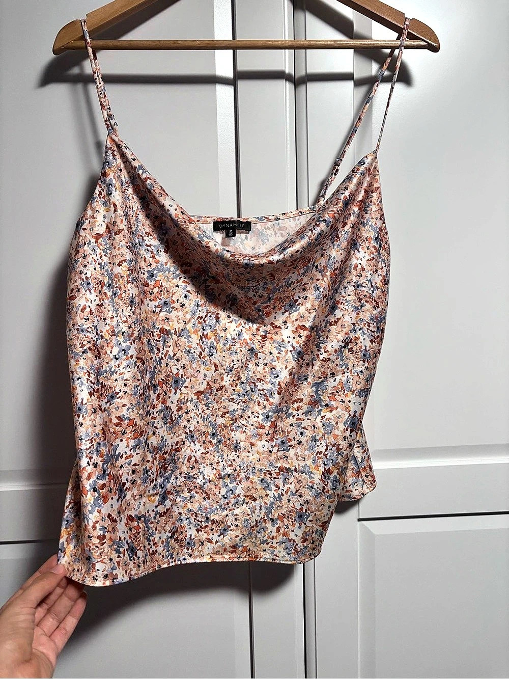 Dynamite Floral Cowl Neck Cami Top – Blush & Blue – Size M